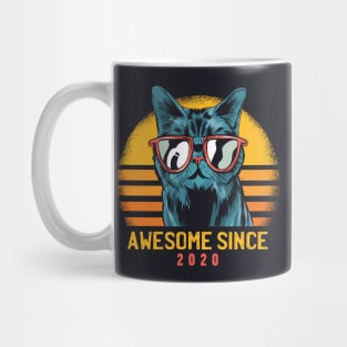 Retro Cool Cat Awesome Since 2020 // Awesome Cattitude Cat Lover Mug